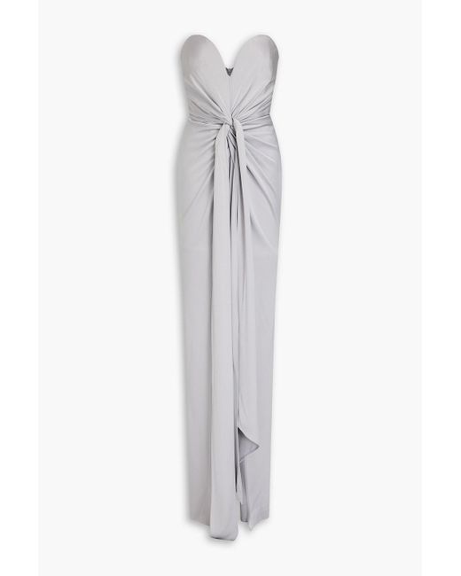 Alex Perry White Strapless Draped Satin-crepe Gown