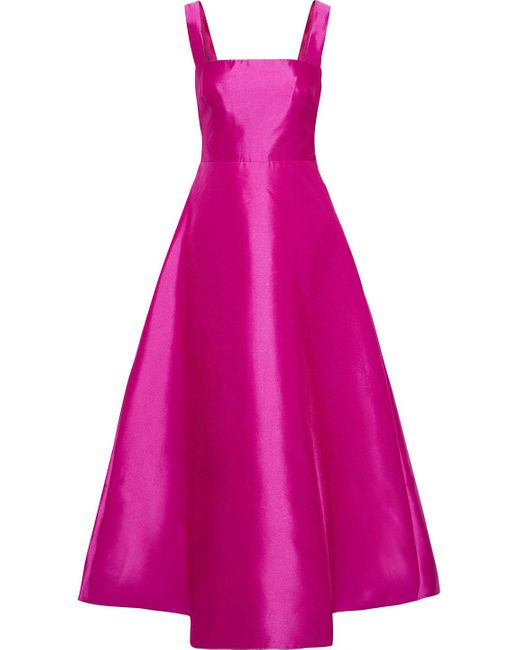 ML Monique Lhuillier Pink Sleeveless Satin A-line Gown With Bow-back Detail