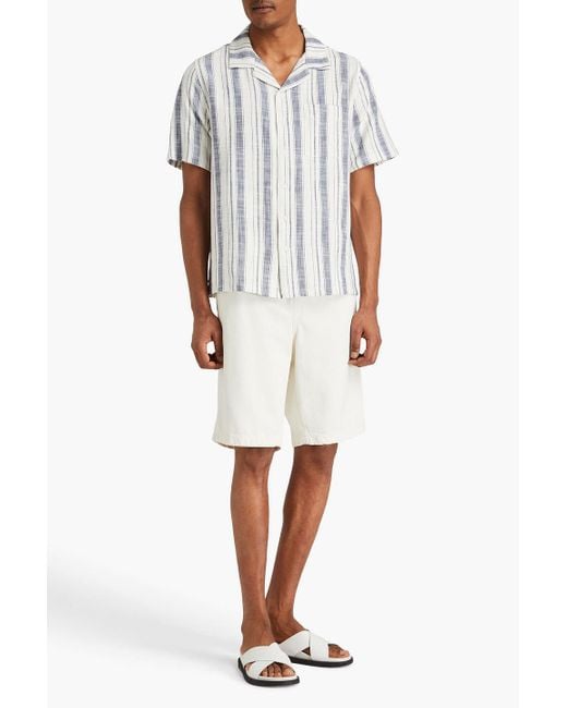Onia White Striped Cotton-jacquard Shirt for men