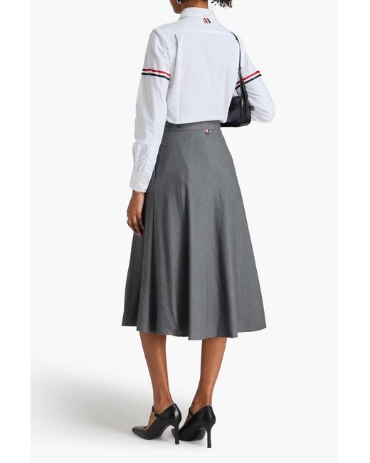 Thom Browne Gray Wool-Piqué Midi Skirt