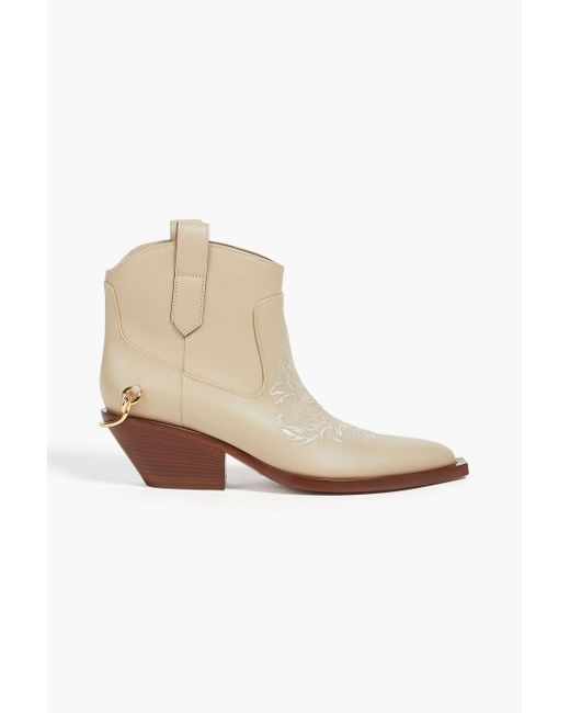 Zimmermann White Embellished Leather Cowboy Boots