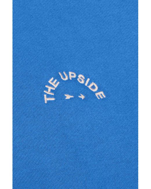 The Upside Blue Dominique Cropped Embroidered Cotton-fleece Sweatshirt