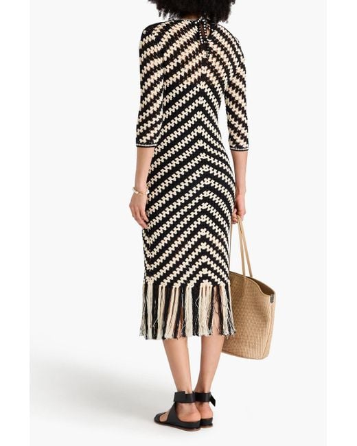 Zimmermann White Fringed Crocheted Cotton Midi Dress