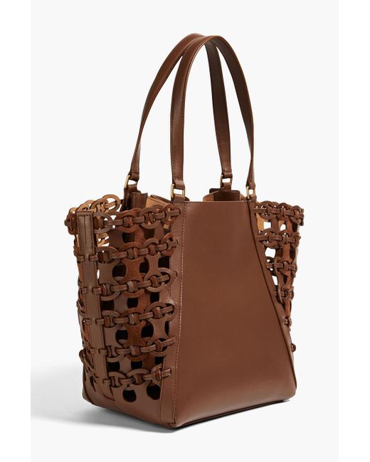 Tory Burch Brown Mcgraw Lazer-cut Leather Tote