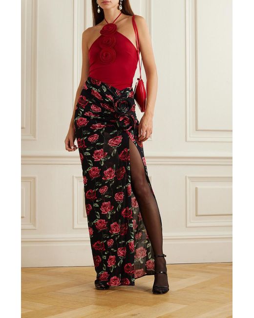 Floral print jersey maxi skirt online