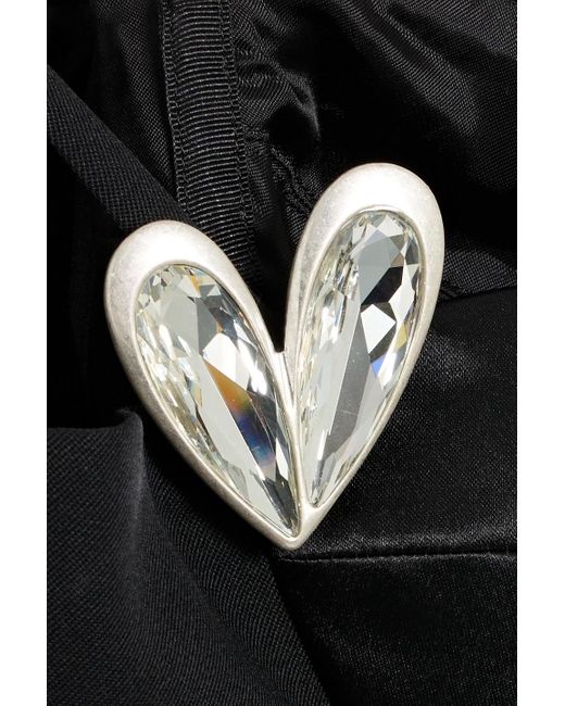 Area Black Embellished Wool-Twill Mini Dress