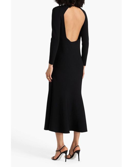 Roland Mouret Black Convertible Cutout Stretch-knit Midi Dress