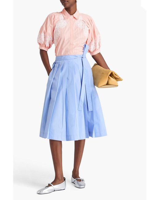 3.1 Phillip Lim Pink Lantern Lace-Trimmed Striped Cotton-Poplin Shirt