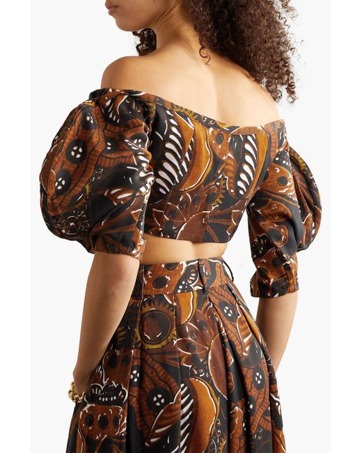 Mara Hoffman White Juana Off-the-shoulder Cropped Printed Tm Lyocell Top