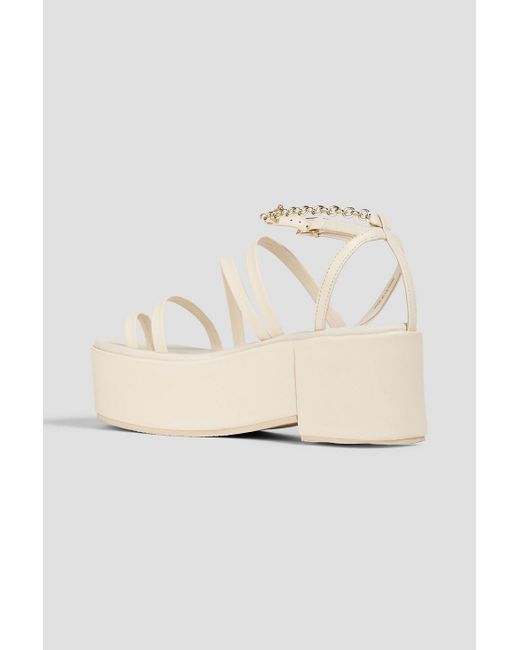 Maje Natural Chain-Embellished Leather Platform Sandals