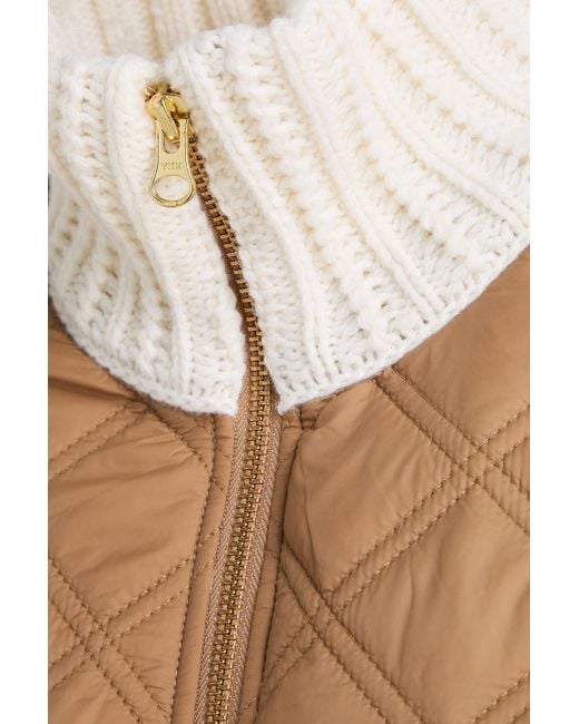 Veronica Beard Natural Patra Quilted Shell And Cable-knit Wool-blend Jacket