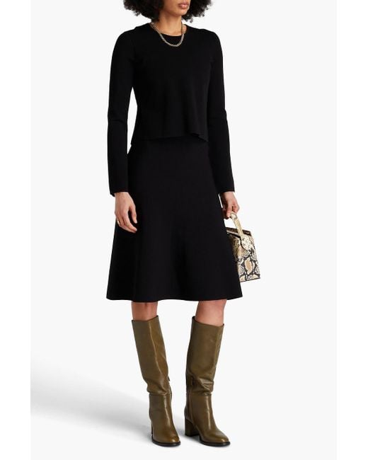 Theory Black Layered Stretch-knit Dress