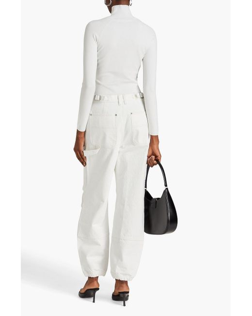T By Alexander Wang White Stretch-knit Half-zip Sweater