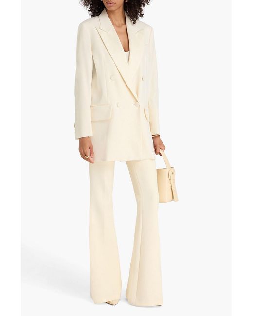Max Mara Natural Monica Double-breasted Grain De Poudre Wool-blend Blazer