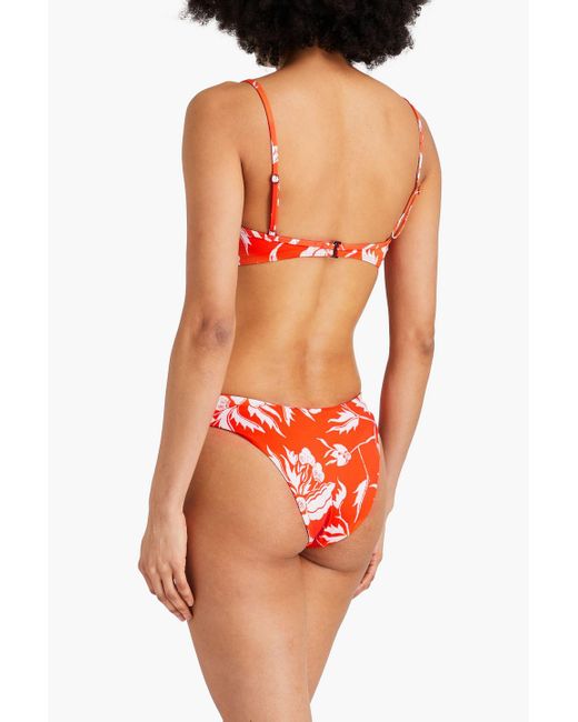Mara Hoffman Red Cece halbhohes bikini-höschen mit floralem print