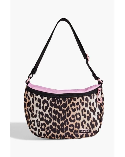 Ganni White Tech Leopard-print Shell Shoulder Bag