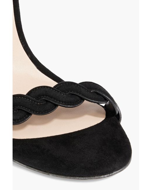 Stuart Weitzman Black Twistie 100 Suede Sandals