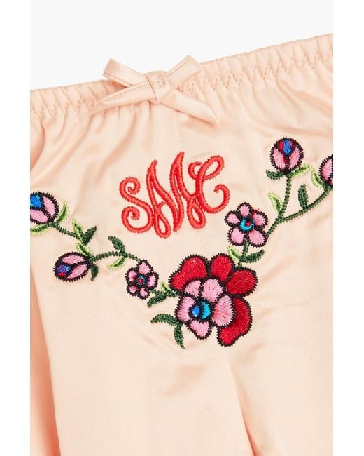 Stella McCartney Pink Embroidered Stretch-satin Pajama Shorts