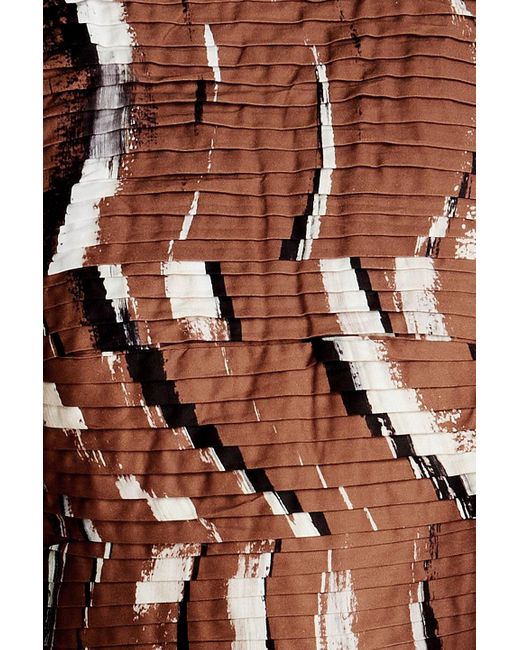 Aje. Brown Palette cropped oberteil aus baumwolle mit print und biesen