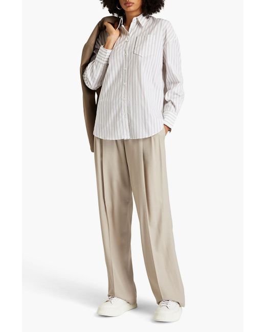 Brunello Cucinelli White Striped Stretch-cotton Poplin Shirt