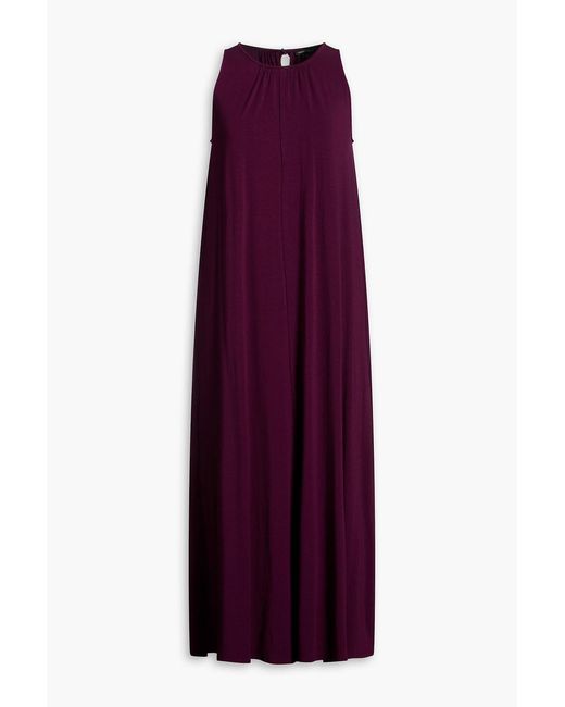 Eileen Fisher Purple Tencel Lyocell-Blend Jersey Midi Dress