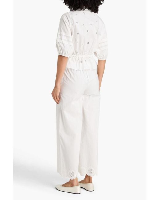 Claudie Pierlot White Broderie Anglaise Cotton Top