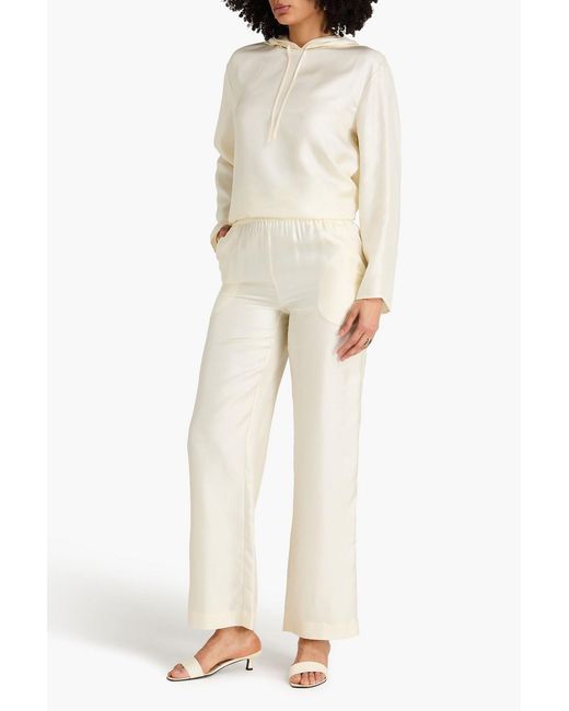 Loulou de Saison White Alera Silk-Twill Straight-Leg Pants