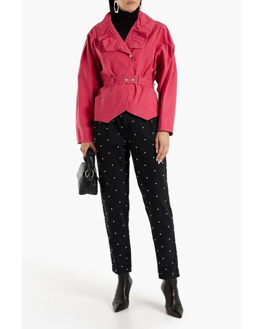 Isabel Marant Pink Epaline Ruffled Linen-blend Ripstop Jacket