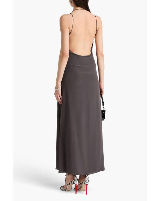 IRO Brown Open-Back Silk Crepe De Chine Maxi Slip Dress