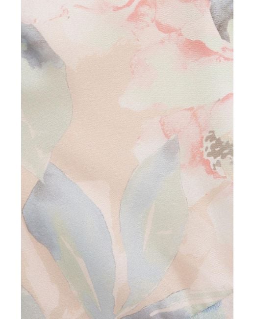 Mikael Aghal Pink Floral-print Chiffon Midi Shirt Dress