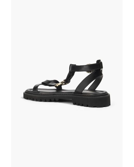 Claudie Pierlot Black Ring-embellished Leather Sandals