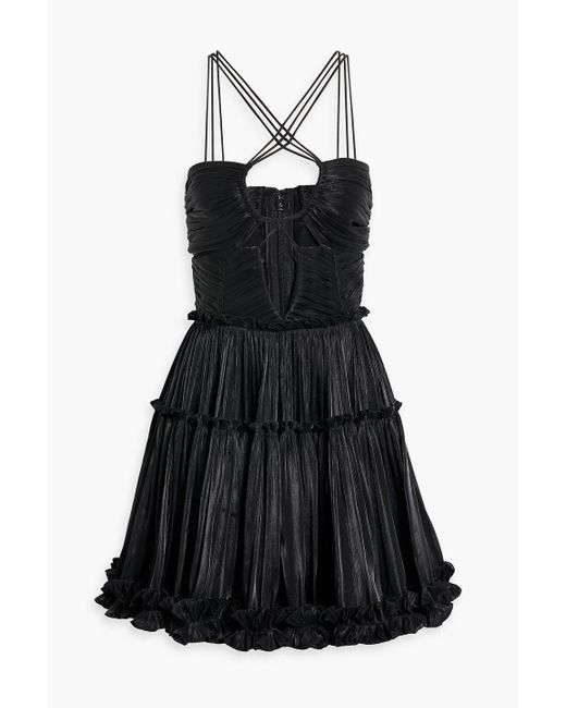 Costarellos Black Cutout Satin-jacquard Mini Dress