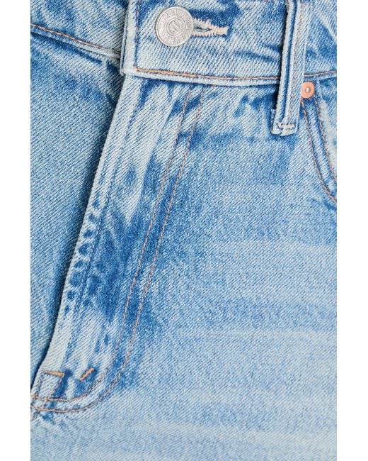 Mother Blue Distressed Denim Midi Skirt