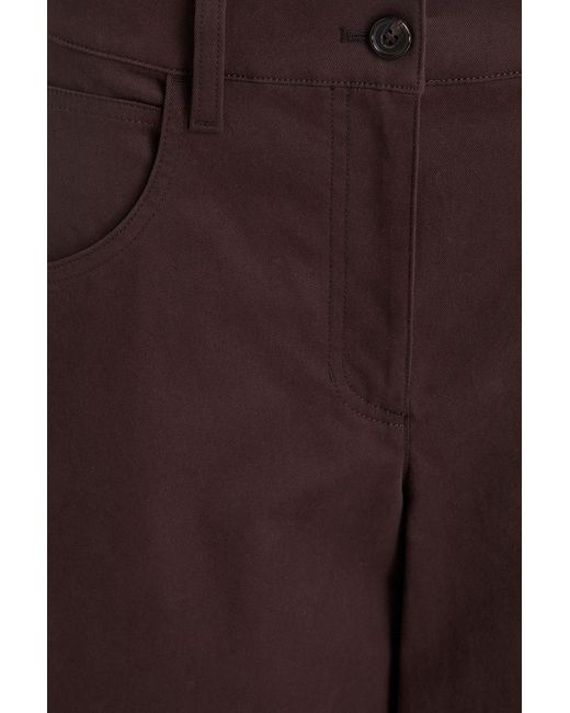 Theory Brown Cotton-blend Wide-leg Pants
