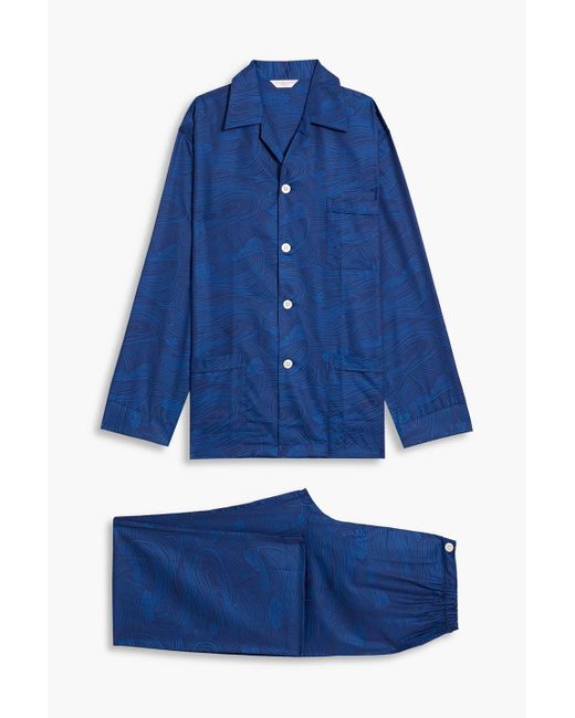 Derek Rose Blue Paris Cotton-jacquard Pajama Set for men