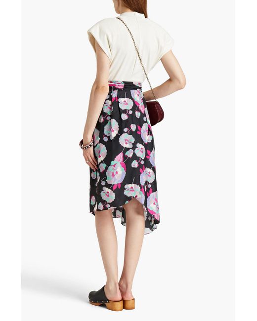 Isabel Marant White Javenia Asymmetric Floral-print Silk Midi Skirt