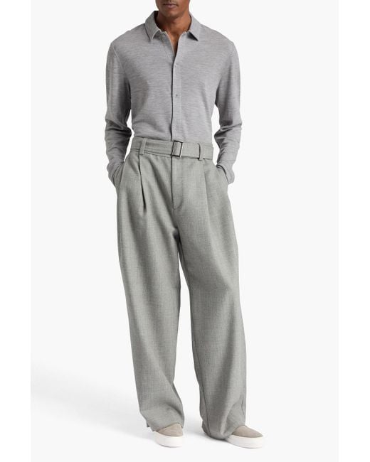 Officine Generale Gray Brent Wool-Blend Jersey Cardigan for men
