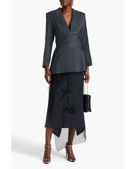 Huishan Zhang Black Lucas Wool-Blend Twill Blazer