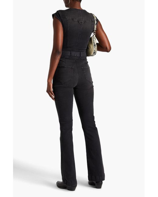 PAIGE Black Laurel Canyon Belted Denim Jumpsuit