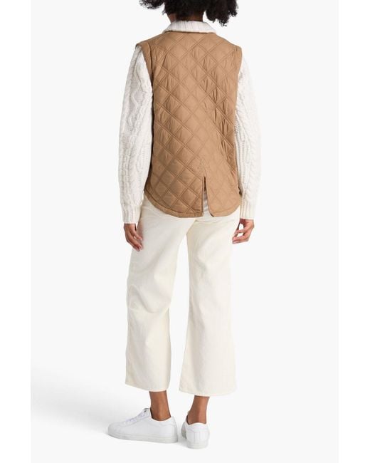 Veronica Beard Natural Patra Quilted Shell And Cable-knit Wool-blend Jacket