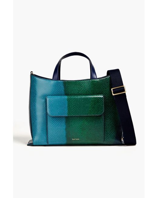 Paul Smith Green Printed Snake-effect Leather Tote