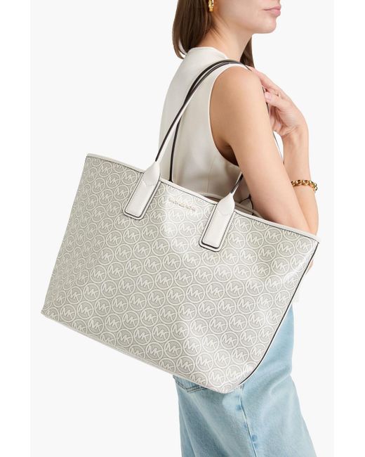 MICHAEL Michael Kors White Jodie tote bag aus beschichtetem canvas mit logoprint