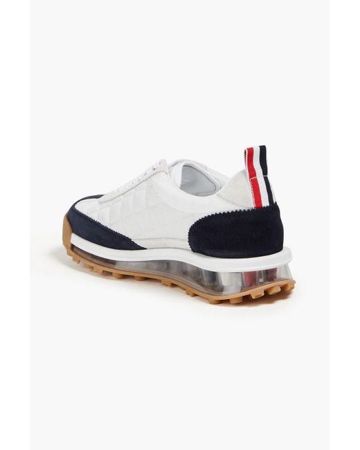Thom Browne White Quilted Shell And Suede Sneakers