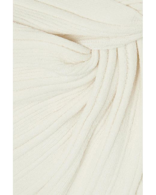 FRAME White Twist-front Ribbed Jersey Top