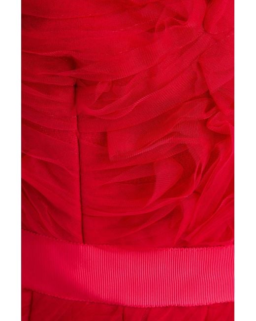 Rebecca Vallance Red Fernanda Strapless Tulle Mini Dress