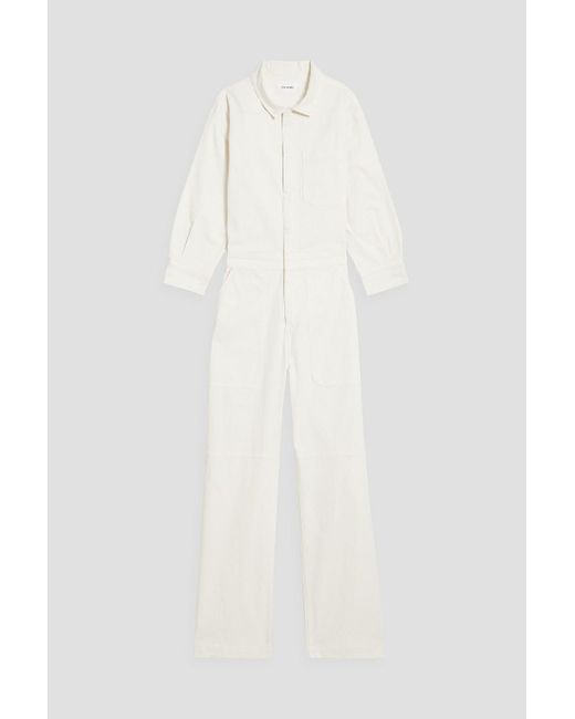 FRAME White Cotton-blend Twill Jumpsuit
