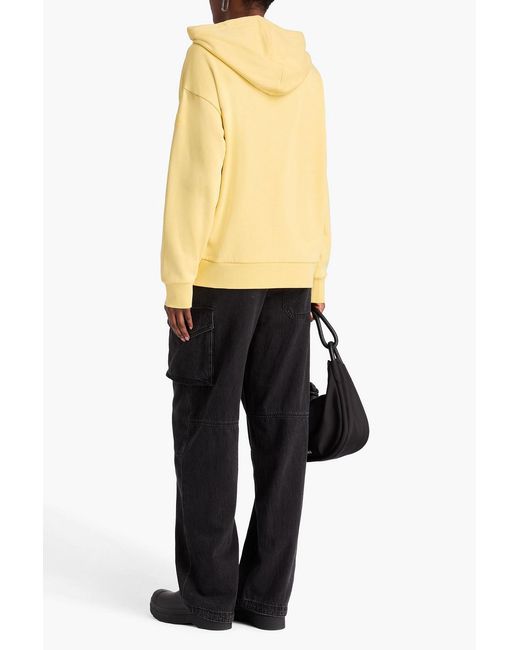 Moncler Yellow Printed Cotton-Blend Fleece Hoodie