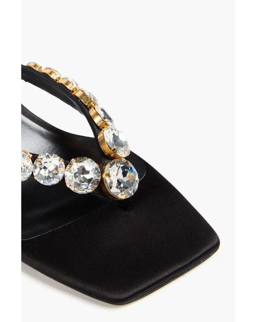 Versace Black Crystal-Embellished Satin Sandals