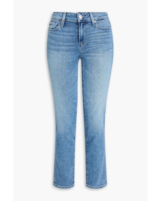 PAIGE Blue Amber Faded High-Rise Straight-Leg Jeans