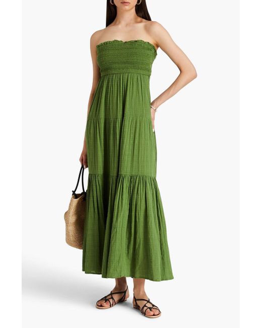 Veronica Beard Green Mckinney strapless cutout cotton midi dress